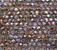 Firepolish 6mm: FP6-00030-98533 - Crystal Copper Rainbow - 25 Bead Strand