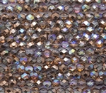 Firepolish 6mm: FP6-00030-98533 - Crystal Copper Rainbow - 25 Bead Strand