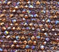 Firepolish 6mm: FP6-00030-98533 - Light Amethyst Copper Rainbow - 25 Bead Strand