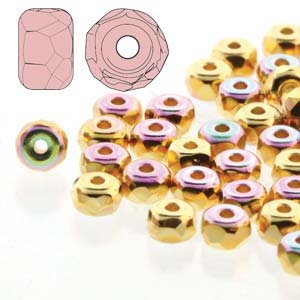 FPMS2300030-GPAB - 2x3mm Faceted Micro Spacers - 24 Kt Gold Plate AB - 25 Pieces