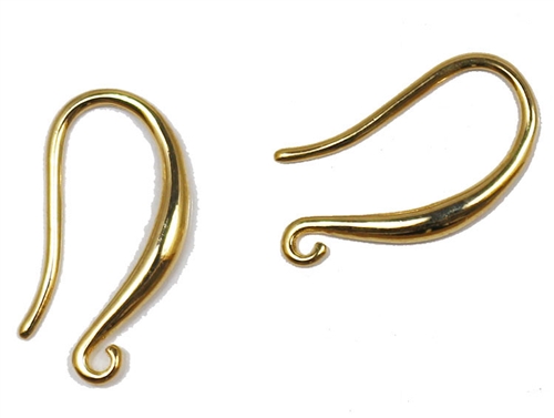 GPB18MMFOL - Gold Plated Brass 18mm Fishhook Earwires with Open Loop - 1 Pair