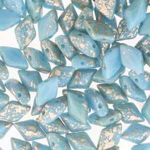 [ 6-1-B-2 ] GemDuo-SS6303 - GemDuo 2-Hole Beads - 5x8mm - Silver Splash Blue Turquoise (8 Grams - Approx. 55 pcs)