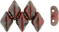 GemDuo-T9320 - GemDuo 2-Hole Beads - 5x8mm - Opaque Red - Picasso (approx 55 pcs)