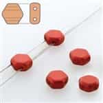 Czech 2-Hole 6mm Honeycomb Beads - HC-03000-01890 Chalk Lava Red - 25 Count