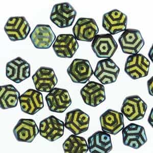 Czech 2-Hole 6mm Honeycomb Beads - HC-23980-28703WB - Jet Laser Web AB - 25 Count