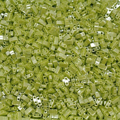 5 Grams HTL-439 Opaque Luster Lime Green Miyuki Half Tila Beads