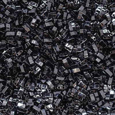 5 Grams HTL-55092 Black Blue Full Hematite Miyuki Half Tila Beads
