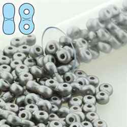 INF48-25028 - Infinity Beads 4x8mm - Pastel Light Grey/Silver - 7.5 Gram Tube (approx 90 pcs)