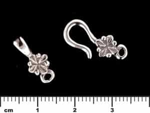 Floral Hook & Eye Clasp : Antique Silver