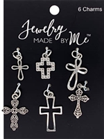 Silver Cross Charms - 6 Piece Multi Set