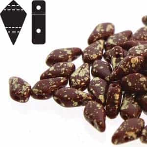 Czech Kite Beads : 9x5mm - KT95-13600-94401 - Gold Splash Opaque Brown - 25 Count