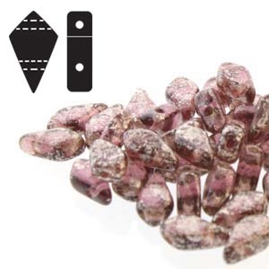 Czech Kite Beads : 9x5mm - KT95-20060-15481 - Silver Splash  Amethyst - 25 Count