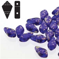 Czech Kite Beads : 9x5mm - KT95-30090-94401 - Gold Splash Cobalt - 25 Count