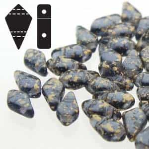 Czech Kite Beads : 9x5mm - KT95-30330-94401 - Gold Splash Montana - 25 Count