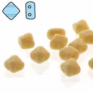 Czech Silky 2-Hole Beads "Mini" 5x5mm - MiniCZS-13010 - Ivory - 40 Bead Strand