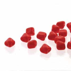 Czech Silky 2-Hole Beads "Mini" 5x5mm - MiniCZS-93190 - Red - 40 Bead Strand