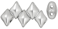 MiniGem-K0170 - MiniGem 2-Hole Beads - 3x5mm - Matte - Metallic Silver - 25 Count