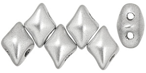 MiniGem-K0170 - MiniGem 2-Hole Beads - 3x5mm - Matte - Metallic Silver - 25 Count