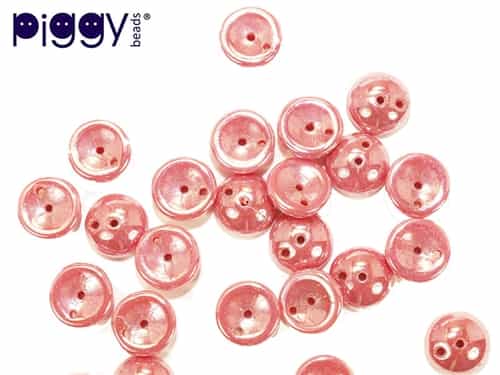 PB-73020-14400 - Czech Piggy Beads 4x8mm - Opaque Pink Hematite - 25 Beads