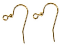 Gold Plated 25mm Ear Wire with 2mm Bead - 1 Pair