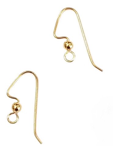 Gold Plated 22mm Ear Wire with 3mm Bead - 1 Pair