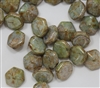 Pyramid Hex Two Hole Beads - PYH12-02010-15657 - White Pistachio - 1 Bead