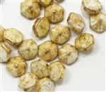Pyramid Hex Two Hole Beads - PYH12-02010-65401 - White Honey Drizzel - 1 Bead
