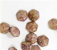 12mm Pyramid Hex Two Hole Beads - PYH12-02020-15696 - White Senegal Purple - 1 Bead