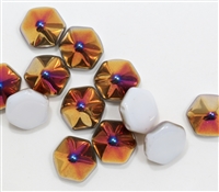 12mm Pyramid Hex Two Hole Beads - PYH12-02020-29500 - White Sliperit - 1 Bead