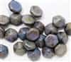 Pyramid Hex Two Hole Beads - PYH12-02020-M65431 - White Matte Travertin Blue - 1 Bead