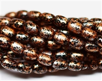 RI46-49877 - Czech Rice Bead - 4x6mm - Granite Galaxy Gold Rice - 25 Count