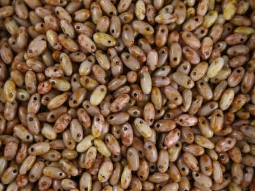 Dark Travertin Czech Rizo Seed  Beads - 8 Grams