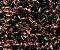 Jet Capri Gold Czech Rizo Seed  Beads - 8 Grams