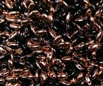 Jet Capri Gold Czech Rizo Seed  Beads - 8 Grams