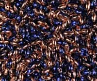 Sapphire Capri Gold Czech Rizo Seed  Beads - 8 Grams