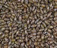 Lime Dark Tavertin Czech Rizo Seed  Beads - 8 Grams