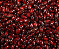 Opaque Red Picasso Czech Rizo Seed Beads - 8 Grams