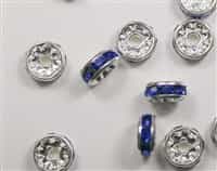 Czech Rhinestone Rhondell - 8mm Silver/Sapphire