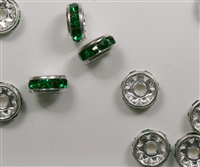 Czech Rhinestone Rhondell - 8mm Silver/Emerald