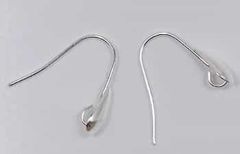 SPB17MMFTD - Silver Plated Brass 17mm Fishhook Earwires with Tear Drop - 1 Pair