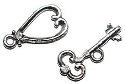 Silver Plated Heart/Key Toggle Clasp 19x12