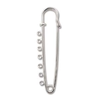 17 x 52mm Nickel Plated Safety Pin with 7 Holes - Sold Individually