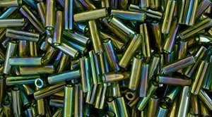 Toho Bugle Beads #2 6mm : TB02-180 - Trans-Rainbow Olivine - 10 Grams