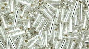Toho Bugle Beads #2 6mm : TB02-21 - Silver-Lined Crystal - 10 Grams