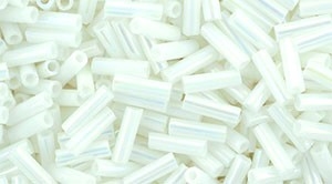 Toho Bugle Beads #2 6mm : TB02-401 - Opaque Rainbow White - 10 Grams