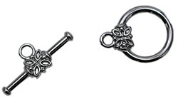 TCGMP14MM - Toggle Clasp - Gunmetal Plated - 14mm Round with Flower