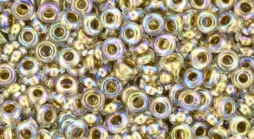TN08-994 - 8/0 Toho Demi Round 3mm : Gold-Lined Rainbow Crystal - Approx 7.4 Grams