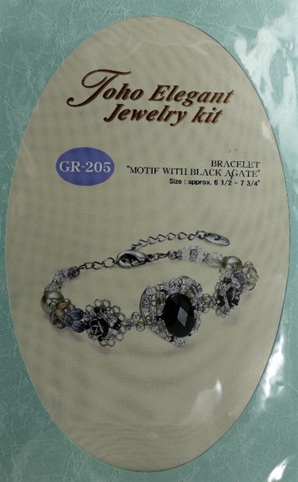 TO-GR-205 - Toho Elegant Jewelry Kit: Motif with Black Agate Bracelet