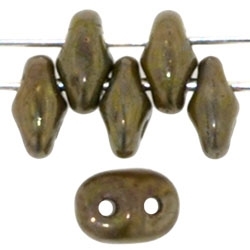 SuperDuo 2/5mm : 8 Grams - Opaque Olive - Bronze Picasso