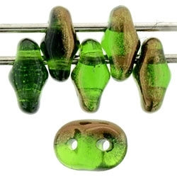 SuperDuo 2/5mm : 8 Grams - TSD-RR5005  - Luster Bronze 1/2 - Green